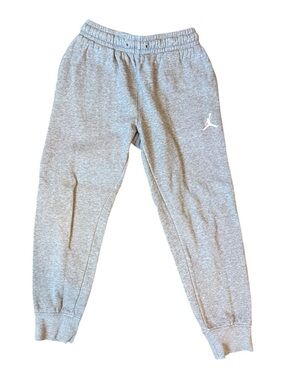 Jordan Youth Heather Gray Jogger Sweatpants with White Jumpman Size Small 8-10 y